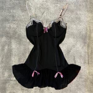 Lace and bow adorable mini slip dress